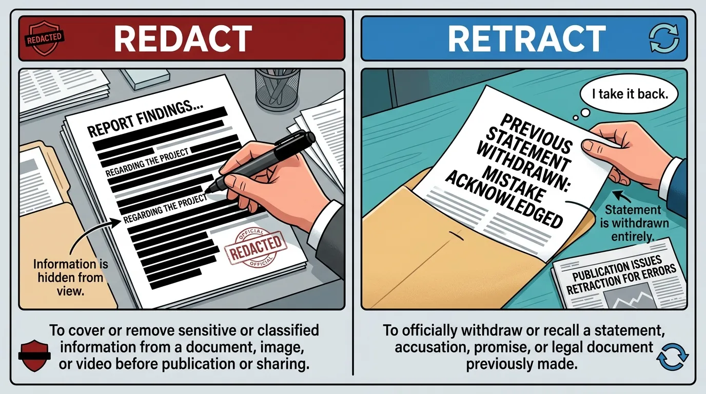 Redact vs Retract