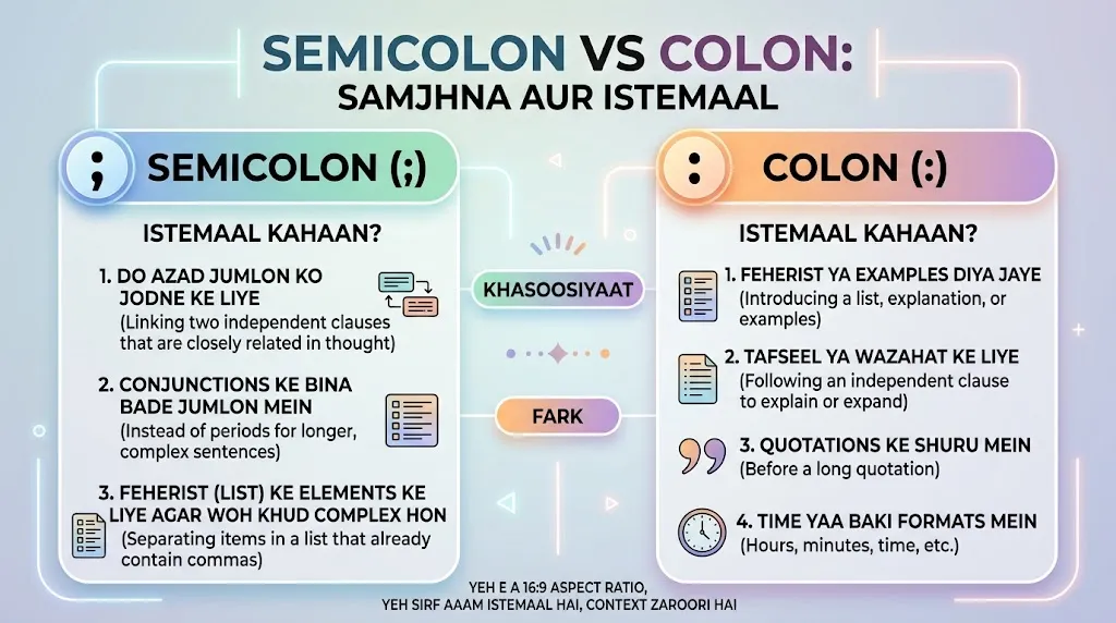 Semicolon vs Colon